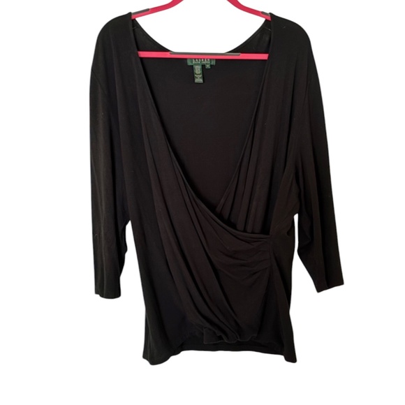Ralph Lauren Soft Crossover Black Drape Style Top - 2X - Picture 5 of 7